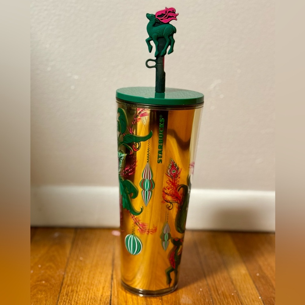 NWOT 24oz. Starbucks 2024 Holiday Tumbler w/ Reindeer Straw-Topper